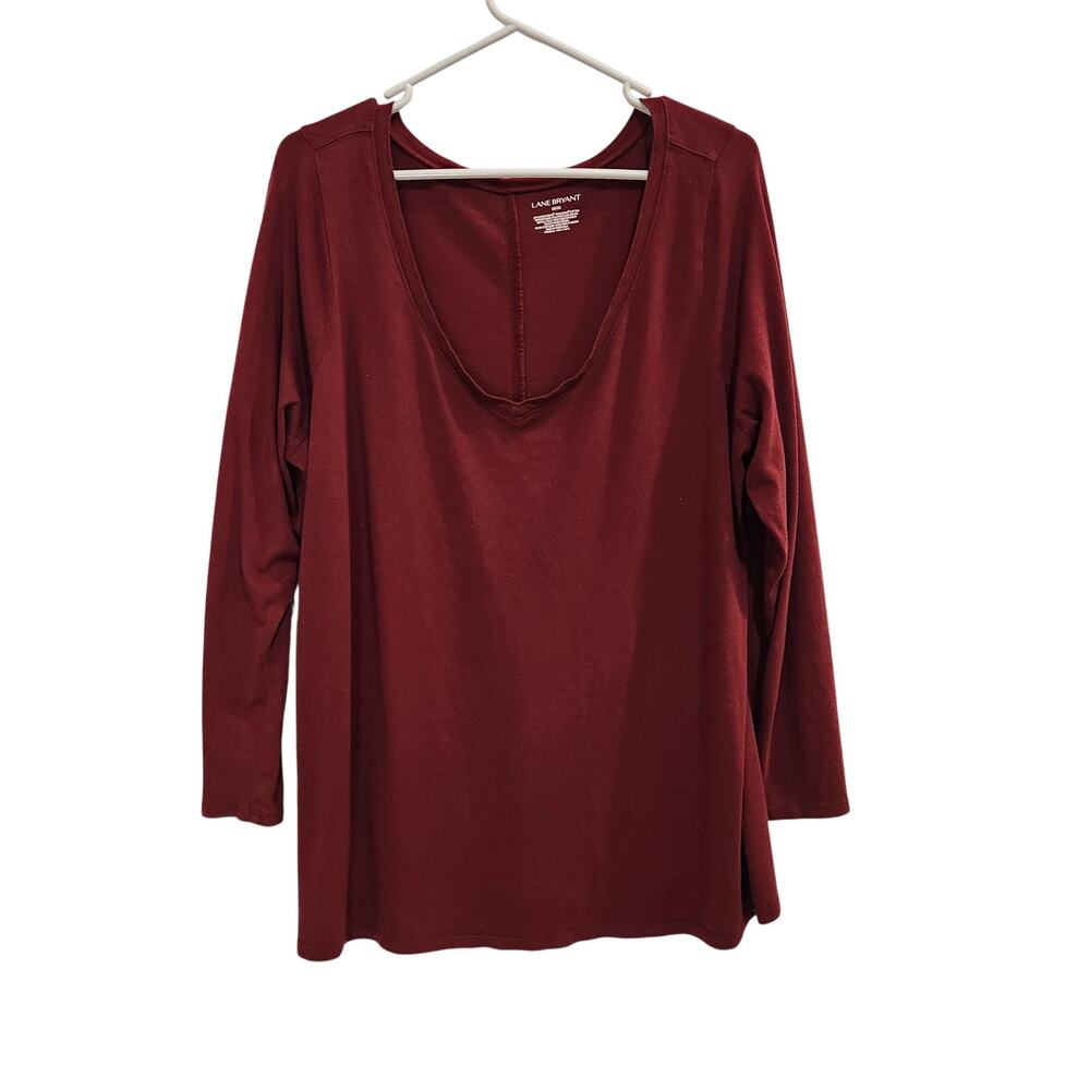 Lane Bryant Red Classic Scoop Neck Long Sleeve T-Shirt Basic Tee Size 18/20